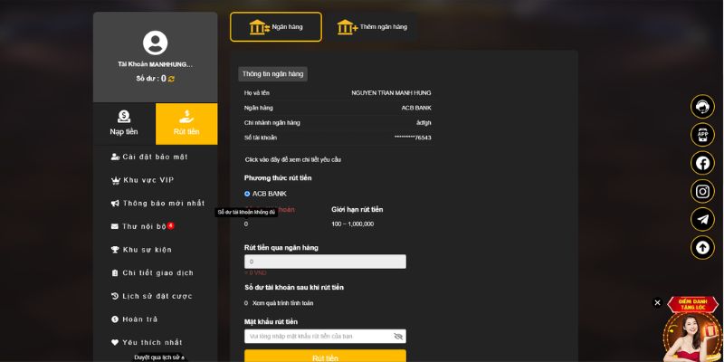 Rút tiền 789win nhanh gọn chỉ với 4 bước